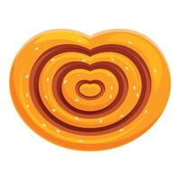 Heart shaped pastry showing concentric circles of dough and filling vector