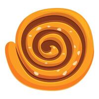 Delicious cinnamon roll with swirling dough and white icing vector