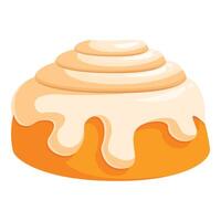 Delicious cinnamon roll dripping with icing on white background vector