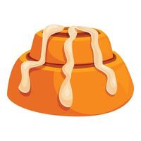 Delicious cinnamon roll dripping with icing on white background vector