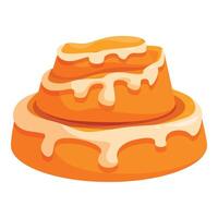 Delicious cinnamon roll dripping with white icing on white background vector