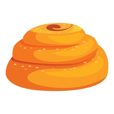 Delicious cinnamon roll lying on white background