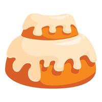 Delicious cinnamon roll dripping with icing on white background vector
