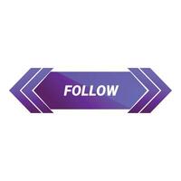 Follow button with arrows pointing right on white background vector
