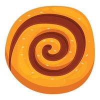 Delicious round bun with chocolate filling showing swirling pattern vector