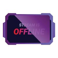 Purple and blue futuristic stream overlay stating that the stream is offline vector