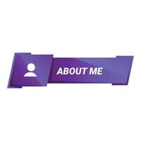 Purple glossy about me button showing profile information vector