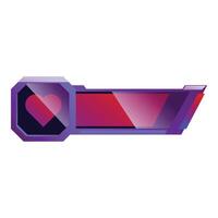 Game interface bar with heart icon for increasing lives and health points in purple and red colors vector