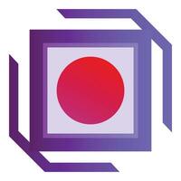 Abstract geometric design with red circle and purple squares vector