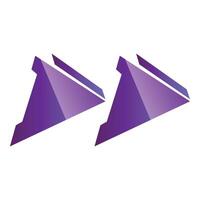 Double purple abstract triangles pointing right on white background vector