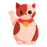 Maneki neko, the beckoning cat raising paw for good luck vector