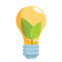 Light bulb with leaves growing inside symbolizing green energy and environmental conservation vector