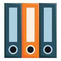 Three office folders storing organizing arranging documents files data vector