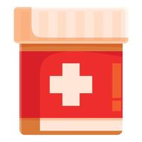 Red medicine bottle displaying white cross symbol vector