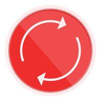 Red button showing refreshing arrows on white background vector