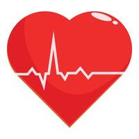Red heart beating with electrocardiogram showing good health vector