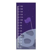 Children height chart growth ruler with moon surface and flag vector
