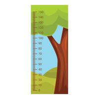 Cartoon tree growing next to height measurement scale vector
