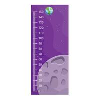 Kids height chart depicting moon surface and planet earth in space vector