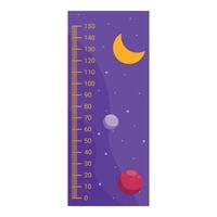 Kids height chart showing planets and moon in space for wall decor vector