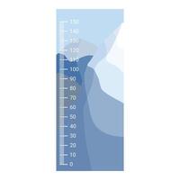 Measuring sea level rise with scale showing increasing height of ocean vector