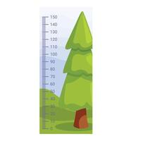 Cartoon meter showing height measurement with pine tree growing vector