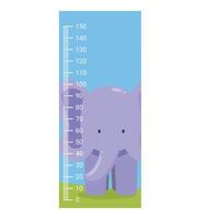 Cartoon style smiling elephant on a height chart, perfect for decorating a child's room vector