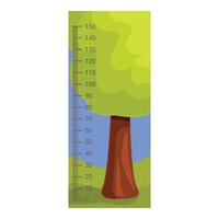 Cartoon tree growing next to height measurement chart with numbers for children vector