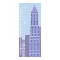 Measuring height of modern skyscraper using large ruler vector