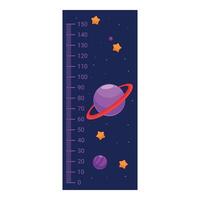 Kids height chart with cartoon planets and stars measuring scale from zero to 150 centimeters vector