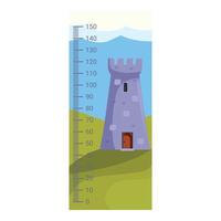 Kids height chart with stone tower in cartoon style vector