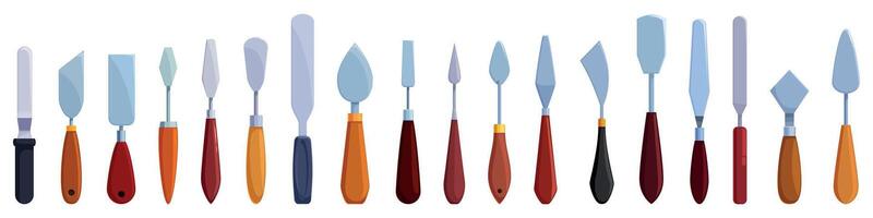 Palette knife icons set. Palette knives set for painting showing different shapes and sizes vector