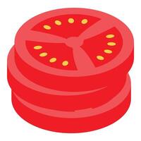 Stack of sliced red tomatoes for salad or sandwich vector