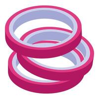 Sliced red onion rings isolated on white background vector