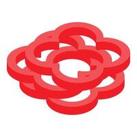 Red 3d rings interlocking forming abstract shape vector