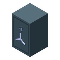 Closed metal safe for storing money and documents isometric view vector