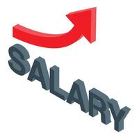 Red arrow increasing salary salary increase concept vector