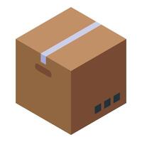 Cardboard box with handle isometric icon vector illustration