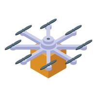 Octocopter drone delivering parcel isometric view vector
