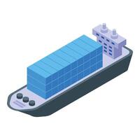 Cargo ship carrying container delivering isometric view vector