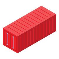 Red cargo container standing up in isometric view vector