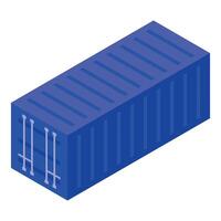 Blue cargo container isometric view for shipping and logistics concepts vector