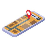 Smartphone showing city map with gps pin pointing location vector