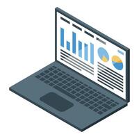 Laptop showing statistical business data analysis dashboard vector