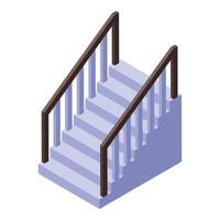 Isometric stairs leading up with wooden railing vector
