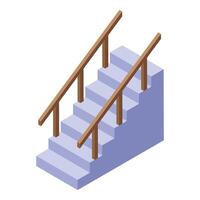 Staircase with wooden railing leading upwards in isometric view vector