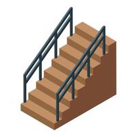 Staircase with railing leading upwards in isometric view vector
