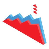 Red and blue graph showing market volatility with arrows pointing up vector