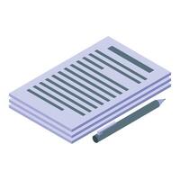 Pen lying near stack of papers representing office work vector