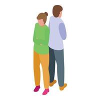 Couple standing back to back feeling sad and angry isometric illustration vector